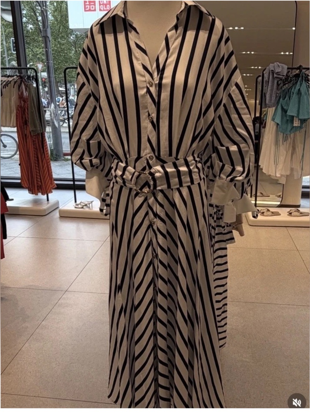 ZARA BELTED STRIPED MIDI DRESS - Picture 15 of 16